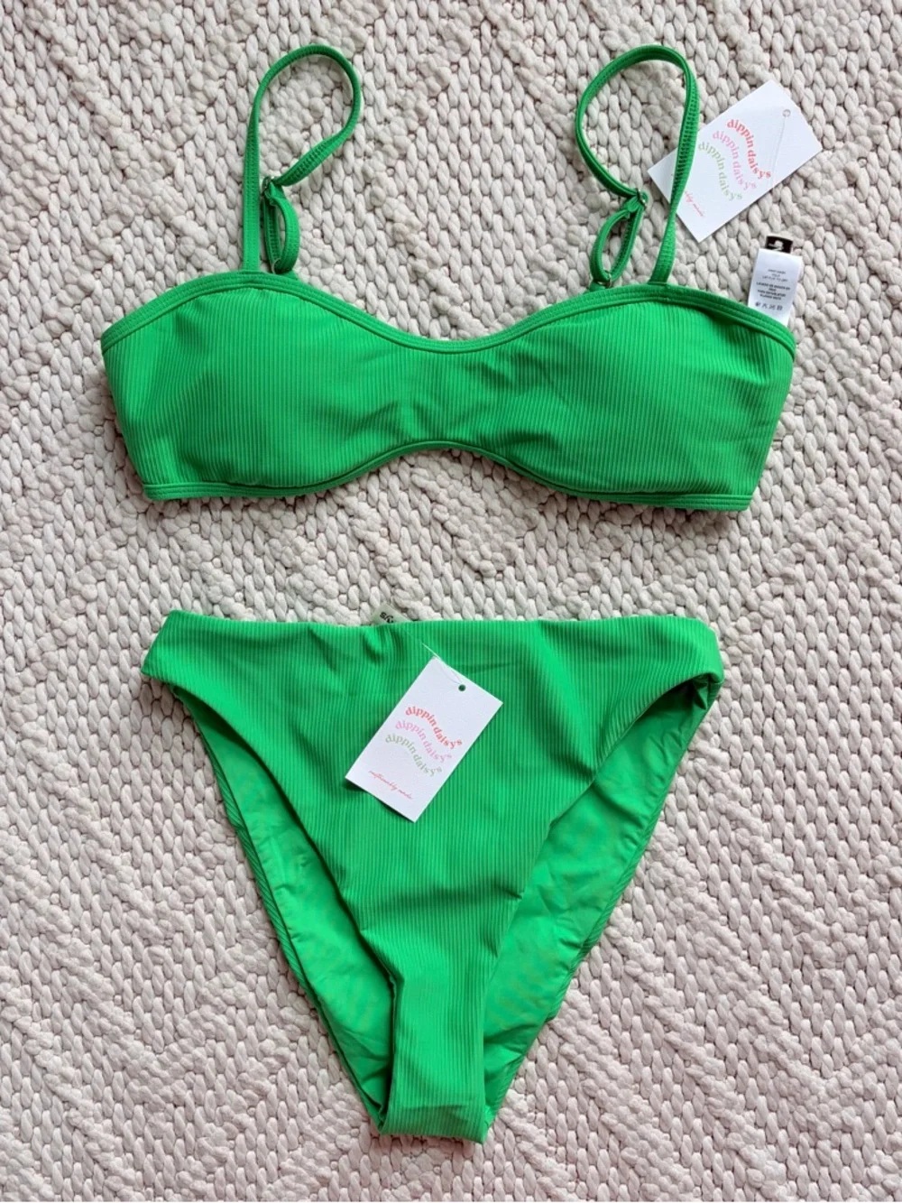 DIPPIN’ DAISY’S Seashore Bottom MED Blaire Top LARGE Kelly Green Bikini NEW NWT